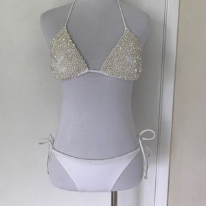 WHITE BEADED BIKINI.